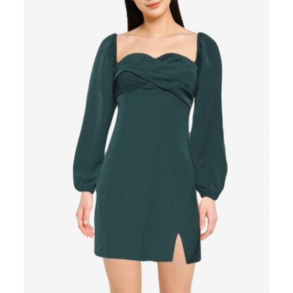 Long-Sleeve Draped Bodice Mini Dress - Picture 3 of 4